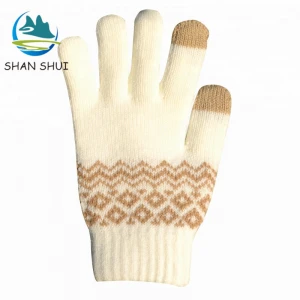 Wholesale Acrylic Winter Jacquard Knitted Touchscreen Mittens