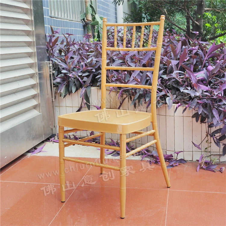 Wholesale aluminum metal gold banquet ceremony used wedding chiavari chairs with cushion
