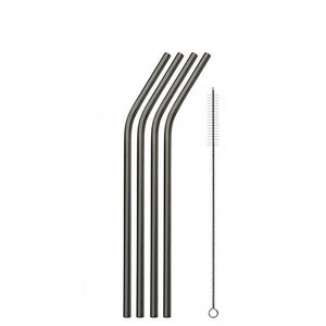 Wholesale bar accessories food grade 304 metal stainless steel straw reusable, black straw