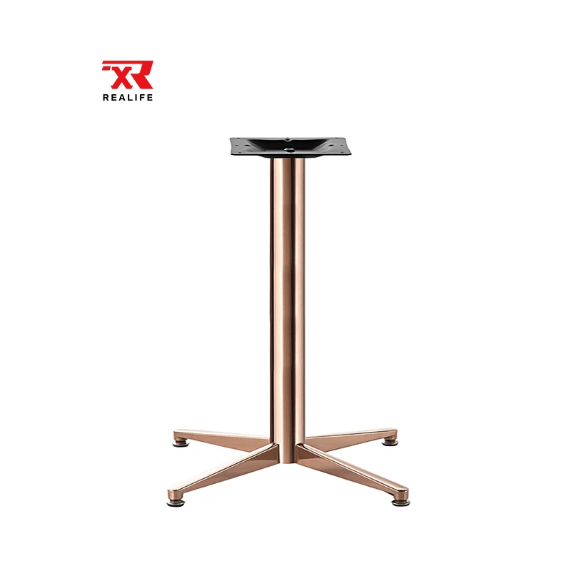 Wholesale coffee office restaurant dining golden stainless steel metal table bases