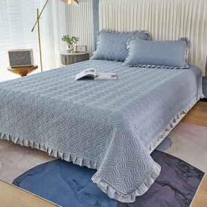 Wholesale 100% cotton quilted quilt three-piece set, double-sided universal quilted bed sheet