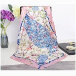 Wholesale Custom Printed Logo Digital Printing Twill Women Ladies Scarves Head Wrap Square Satin Silk Scarf