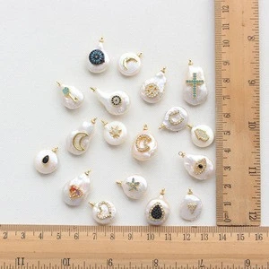 Wholesale custom rhinestone pearl pendant charms for jewelry making