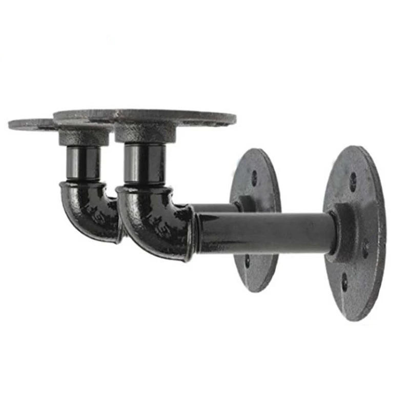 Wholesale DN 15 20 and 25 black color cast iron Brackets Supports Wall Mounted Floating Pipe  Shelf  Brackets