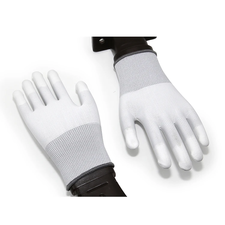 Wholesale garden household work safety 13 gauge string knit white wear-resistant pu work gloves