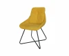Wholesale Modern Nordic Design Yellow Fabric Dining Chairs With Metal Black Powder Coating Legs