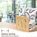 wholesale natural custom logo bamboo wood kitchen countertop napkin stand tissue holders for kitchen dining table