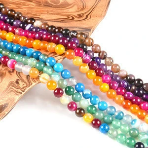 Wholesale Natural Round Multiple Styles Striped Agate Stone Loose Beads for Jewelry Making