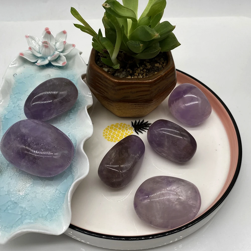 Wholesale Reiki Amethyst crystal rough stones healing crystal tumbled stones