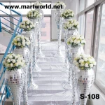 wholesale silver walkway pillars columns for wedding decoration;Silver decorative mirror&resin wedding pillar/vase(S-108)