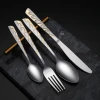 wholesale silverware stainless steel popular gold spoon Restaurant flatware gift set knife spoon fork cutlery set