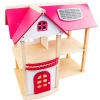 Wholesale Wooden Pretend Play Toy EZ8128 Pink Doll  House With Furniture Toys For Girls