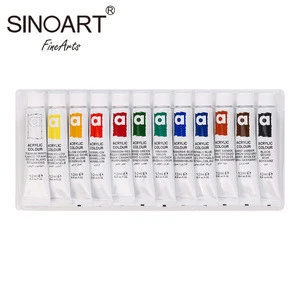 Widely Used Artist High Quality 12 Colors Quick Drying Water Soluble Acrylic Color Paints