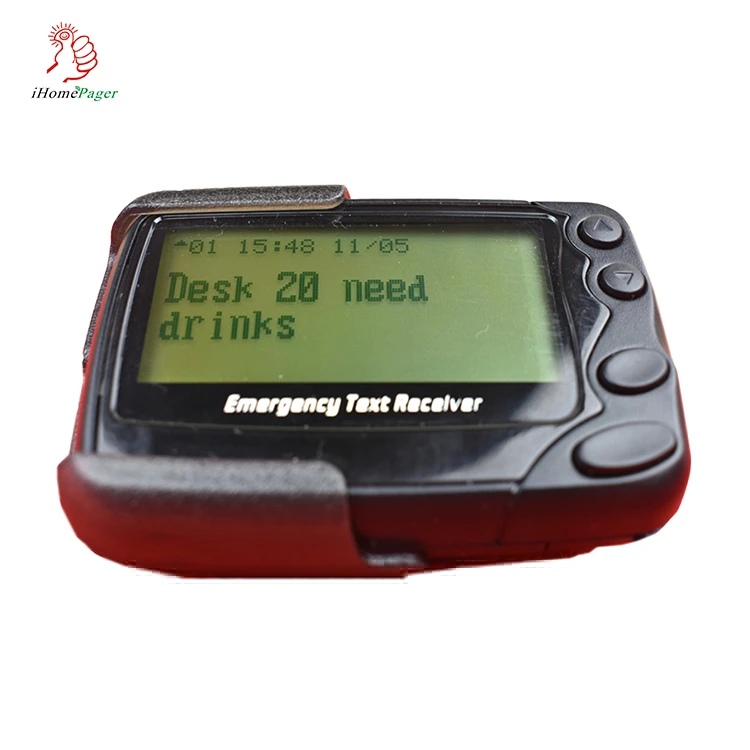 wireless waiter wearing  service call alphanumeric 2 lines text pager hanging around the waist