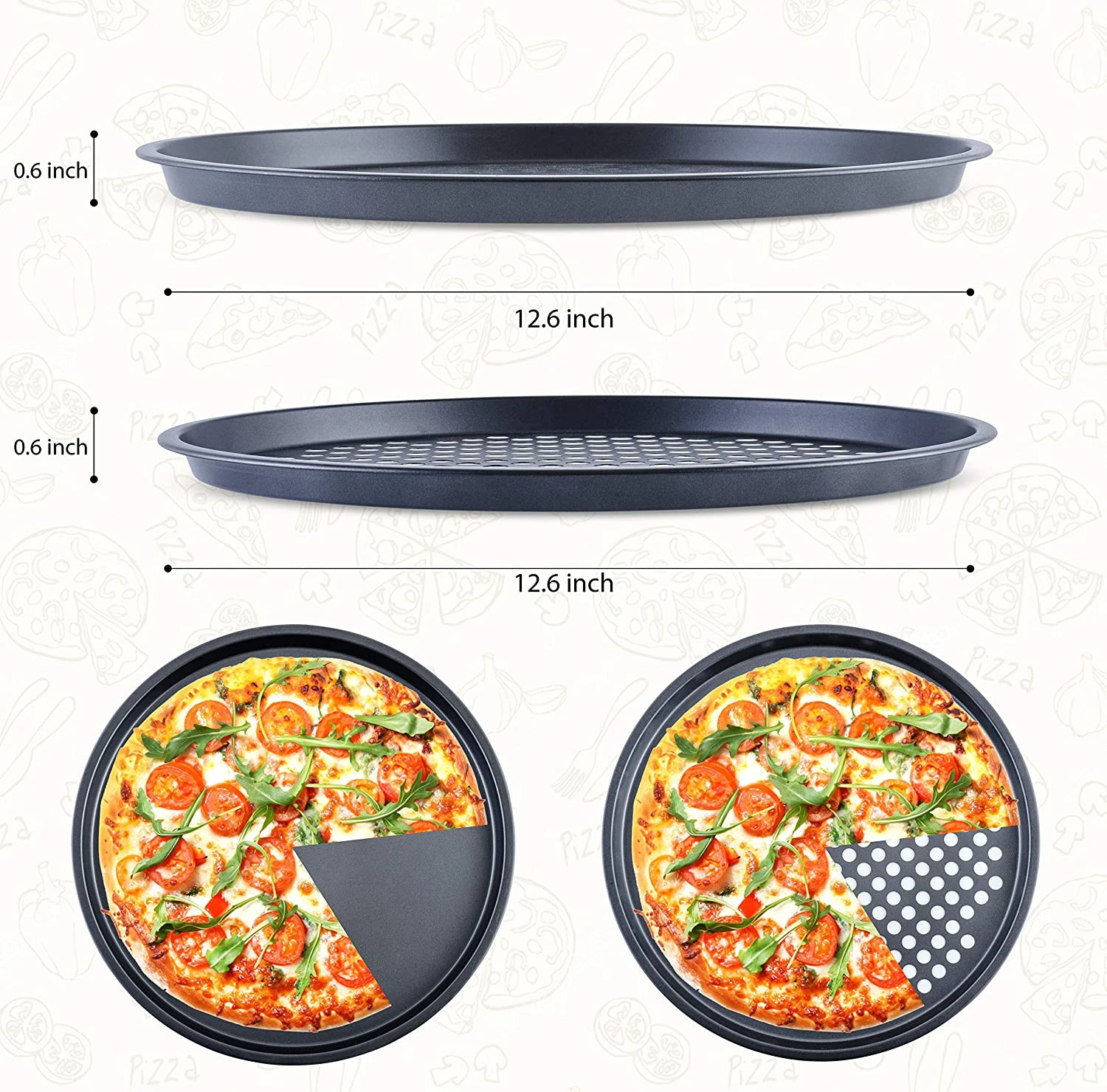 with Folding Handle to easy Storage Aluminum Metal Pizza Peel Paddle Spatula Pizza Pans Set