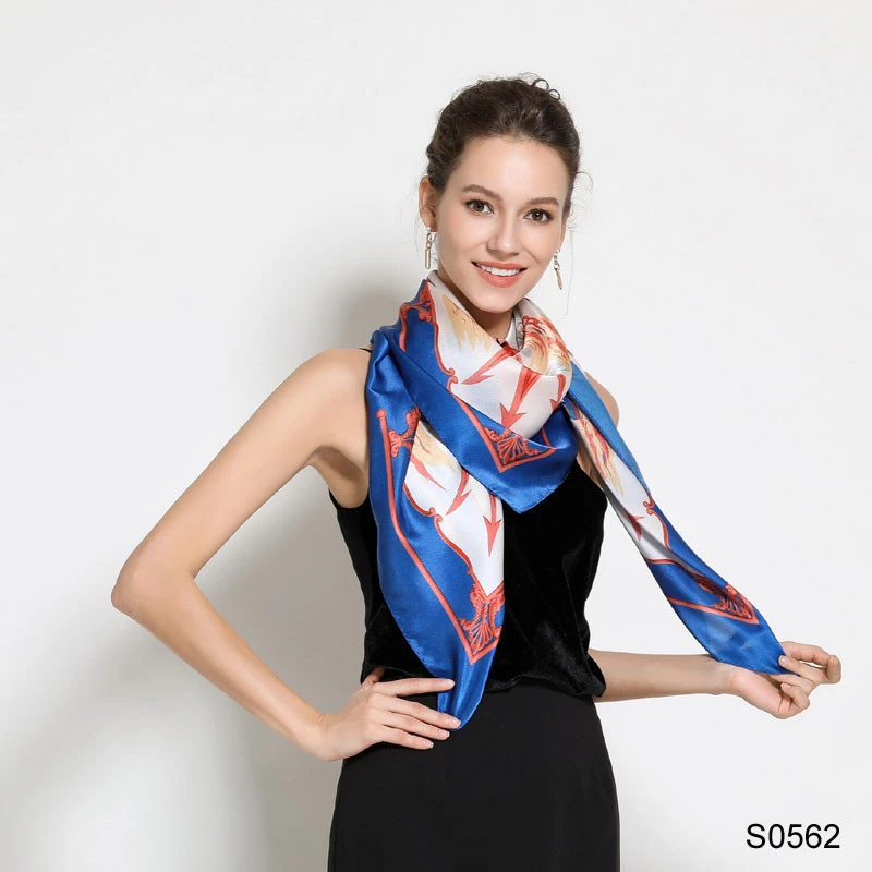 women 100 %  110X110 Muslim arab square hijab accessory silk scarf