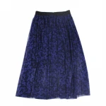 Women Long Skirt  Print Mesh Tutu Skirt Black Pink  High Waist Midi Tulle Skirt