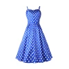 Women summer dot printed spaghetti strap sleeveless cami hagh waist  retro swing maxi dress