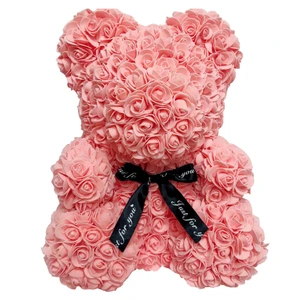 Women Valentine&#039;s Day Gift Wedding Decoration Wholesale PE Flowers 40cm Red Rose Foam Bear Rose Gifts