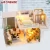 Import Wooden furniture toy set kid kit doll house with led lights+doll house dollhouse miniature villa from China