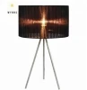 Wooden tripod floor lamp with fabric lampshade and LED E27/E26 light source