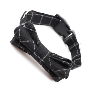 Xinli Neckwear Popular Best Sale Cute Pet Accessories Dog Collar Bow Ties Black Plaid Pattern Cotton Animal Pet Bow Tie
