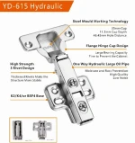 YOUDO Furniture Hardware Clip On Hinge Furniture Hinges Kitchen Hidden Hydraulic Soft Close Cabinet Hinge