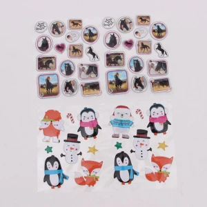 Puffy Glitter Sticker Cute Penguin Sparkly Glitter Puffy Sticker Set