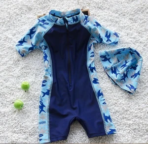 Biquini Boys and Girls Swimsuit One Piece Swim Suit Swimwear Kid's children Beach Dress jellyfish Bathsuit with Cap Angle Split Cover Ups