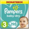 Pampers Baby-dry Size 3, 198 Nappies, (6-10 Kg),Monthly Pack