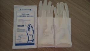 Latex surgical glove, powder free, sterile.