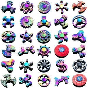 Dazzling Rotatable Spinning Toys Simple Finger Mini Toy Colorful Kids Zinc Alloy Fidget Hand Spinner