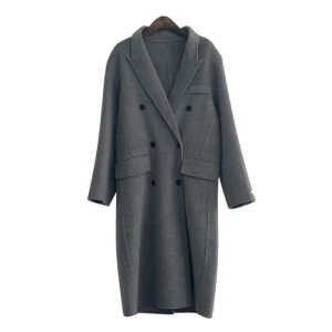 Walnut Blends Woolen Coat Women's Chic Casual Long Warm Overcoats Mid-Length Double-Sided Cashmere Woolen Coat