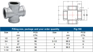 malleable cast iron pipe fittings cross