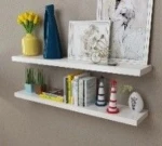 vidaXL Wall Shelf Set of 2 White MDF