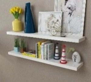 vidaXL Wall Shelf Set of 2 White MDF