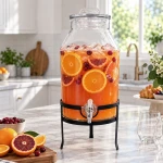 Wholesale 11L 3 Gallon Glass Drink Dispenser with Iron Stand Large Juice Dispenser for Wedding Party Hotel