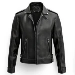 Men's Classic Real Black Leather Biker Jacket Wholesale
