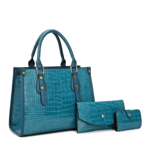 fashion luxury pu leather lady shoulder women's 3 piece branded purses and handbags women