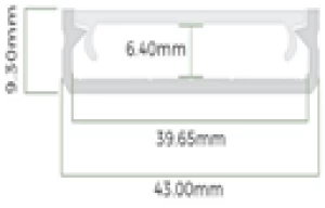 YD-4309 43X9mm Flat Shape LED Aluminum Profile Surface Mounted LED Profiles