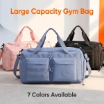 Custom Gym Duffel Bag with Shoe Compartment & Dry/Wet Separation - Large Capacity Sports Travel Bag with Tactical Webbi