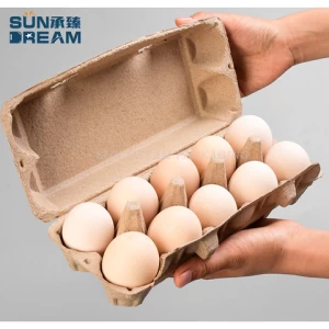 10 pcs custom Factory direct degradable soil eggs cartons containers natural color pulp environmental protection paper egg tray