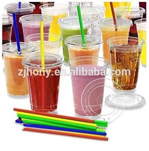100% BPA Free - Office/Party Pack Disposable Cups Set for Iced Coffee, Bubble Boba, Smoothie, Tea, Cold Drinks