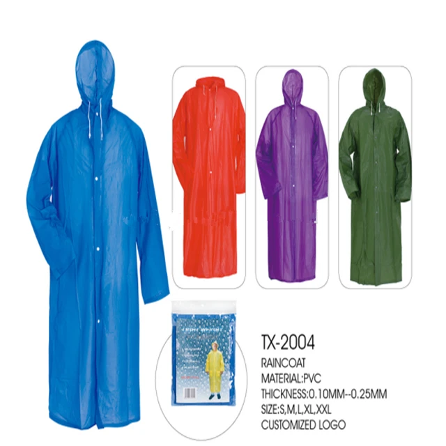 100% waterproof reusable custom PVC raincoat/rain coats poncho