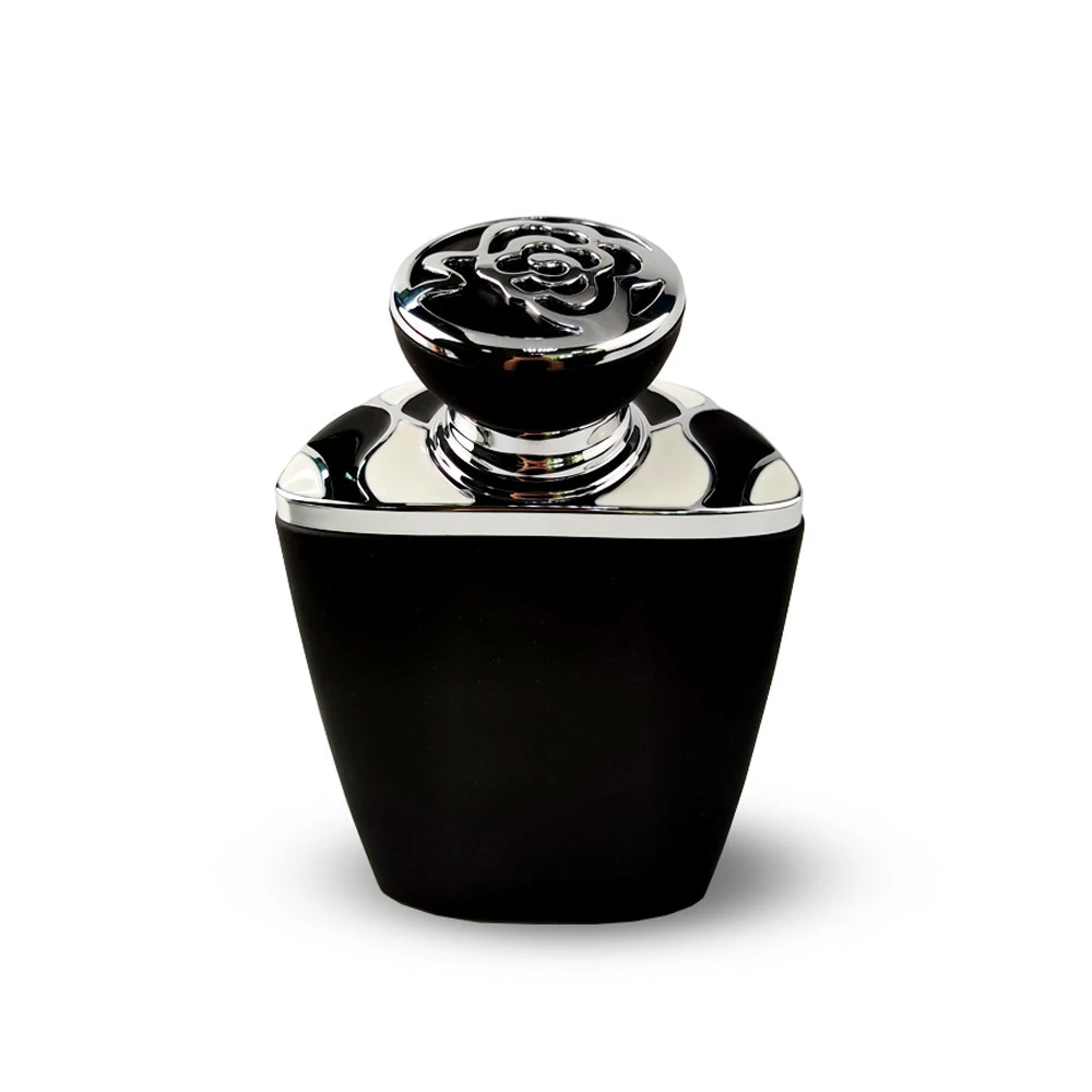 100ml good price free sample arabic style stocked spray crimp pump black soft rubber paint perfume bottle