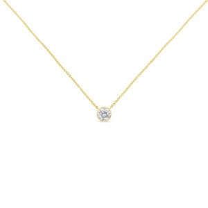 10K Yellow Gold 1/10ct. TDW Solitaire Diamond Pendant Necklace(H-I,SI2-I1)