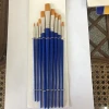 10pcs Bristle Hair Aluminum Ferrule Blue Wood Handle Artist Painting Brush for Oil Paint