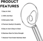 12.2 inch Professional Danish Dough Whisk Stainless Steel Bread Mixer  for Cake Dessert Bread Pizza Pastry Food