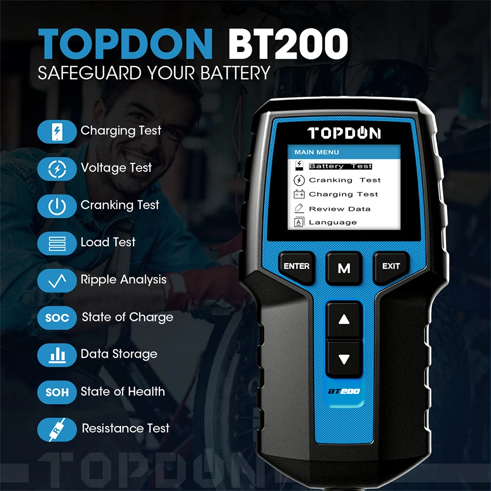 12V 24V Car Truck Battery Tester with Printer TOPDON BT200  is 2020 newest product for many cars