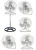 Import 16 18 Inch greenhouse decorative stainless steel plastic spare parts antique silver floor fan for cover from China